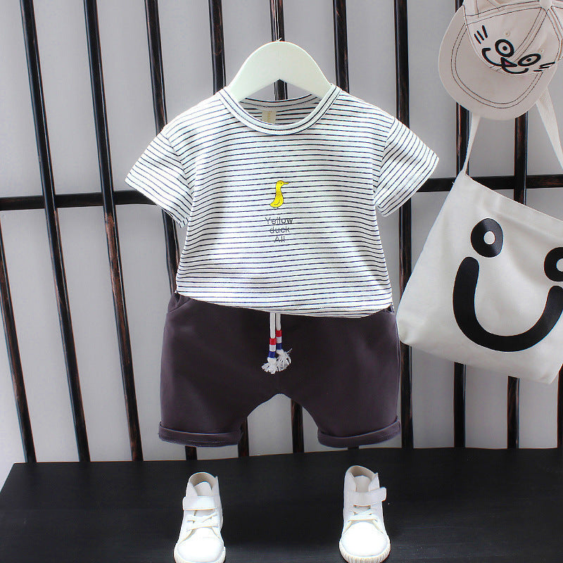 Summer Letter Lapel Short Sleeve Two-piece Suit