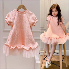Mesh Short Sleeve Dress Princess Dress