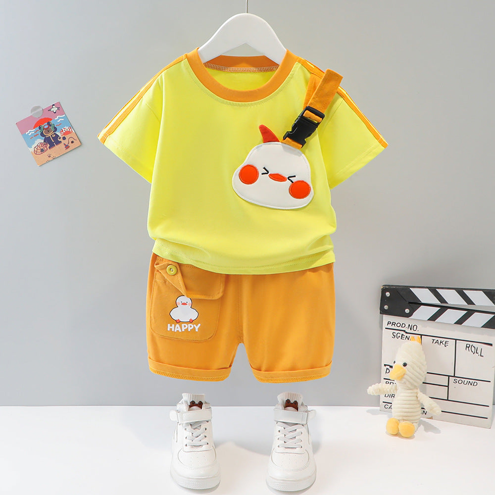 Short-sleeved Cartoon Animal Two-piece Set Children's Western Style