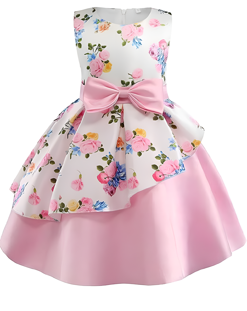 Floral Printed Frock Pink Dress For Baby Girl's & Girl's  Size 3-4