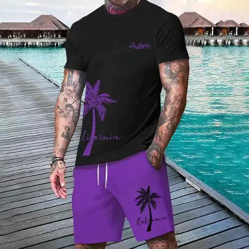 Men's Hawaiian Beach Shirt & Shorts Set