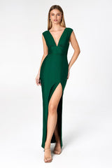V-Neck Fitted Dress With Square Back-1