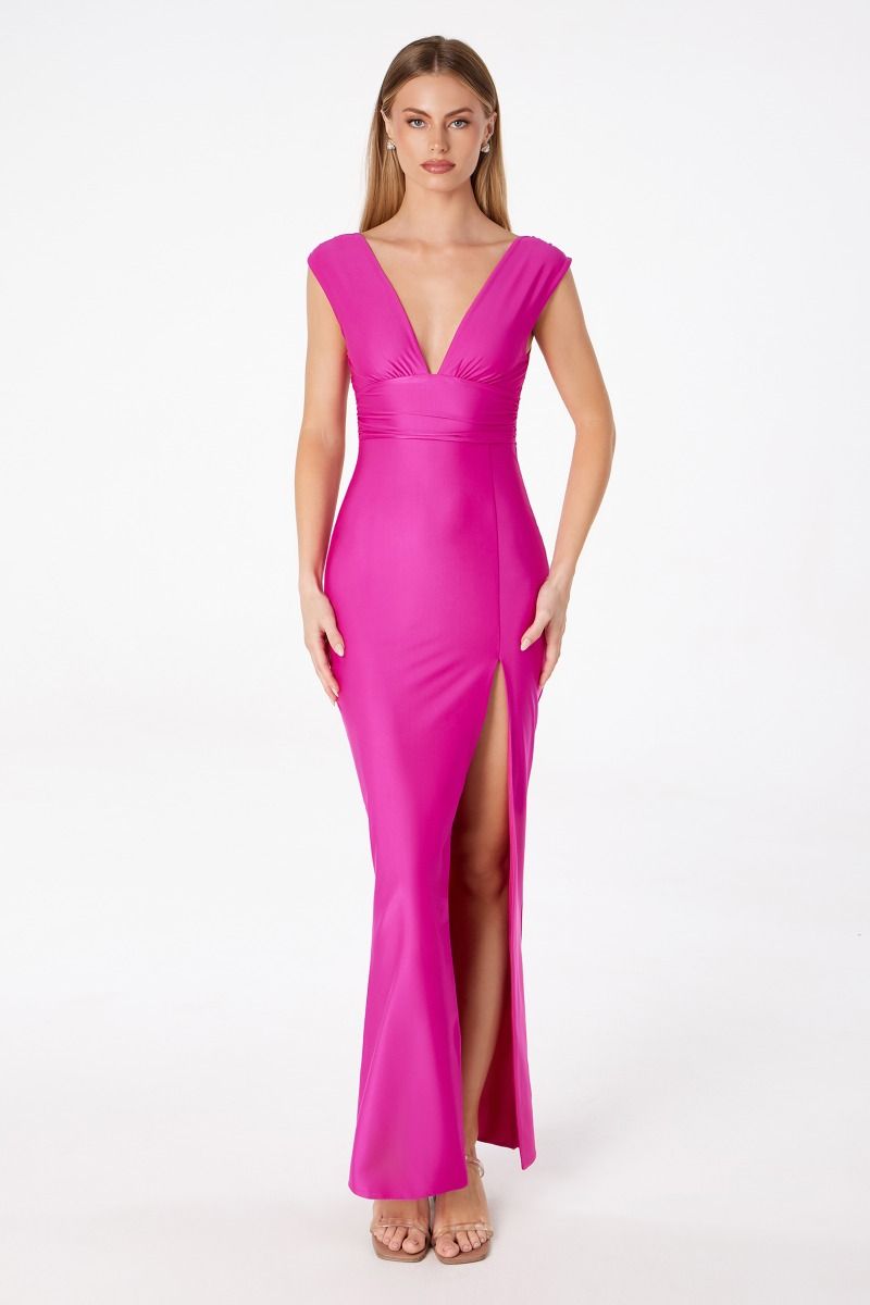 V-Neck Fitted Dress With Square Back-2