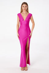 V-Neck Fitted Dress With Square Back-2