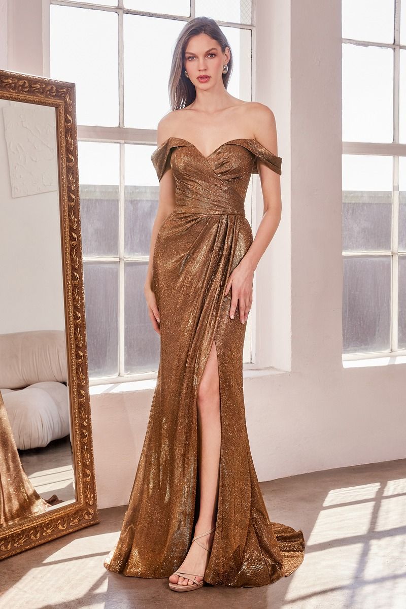 Shiny Off Shoulder Bodycon Dress-1