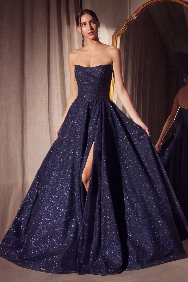 Strapless A-line dress with round neckline and bodice-2