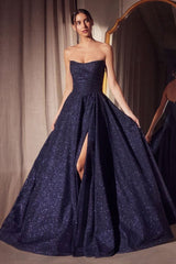 Strapless A-line dress with round neckline and bodice-2