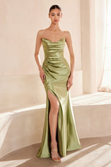 Strapless V-neck bodycon dress-2