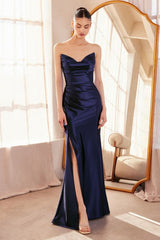 Strapless V-neck bodycon dress-0
