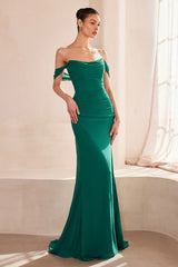 Off The Shoulder Round Neck Chiffon Fitted Dress-2