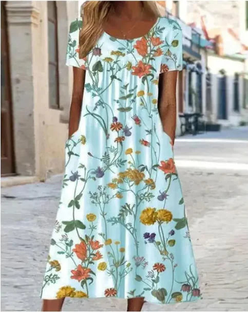 Flowy Bloom Loose-Fit Floral Maxi Dress